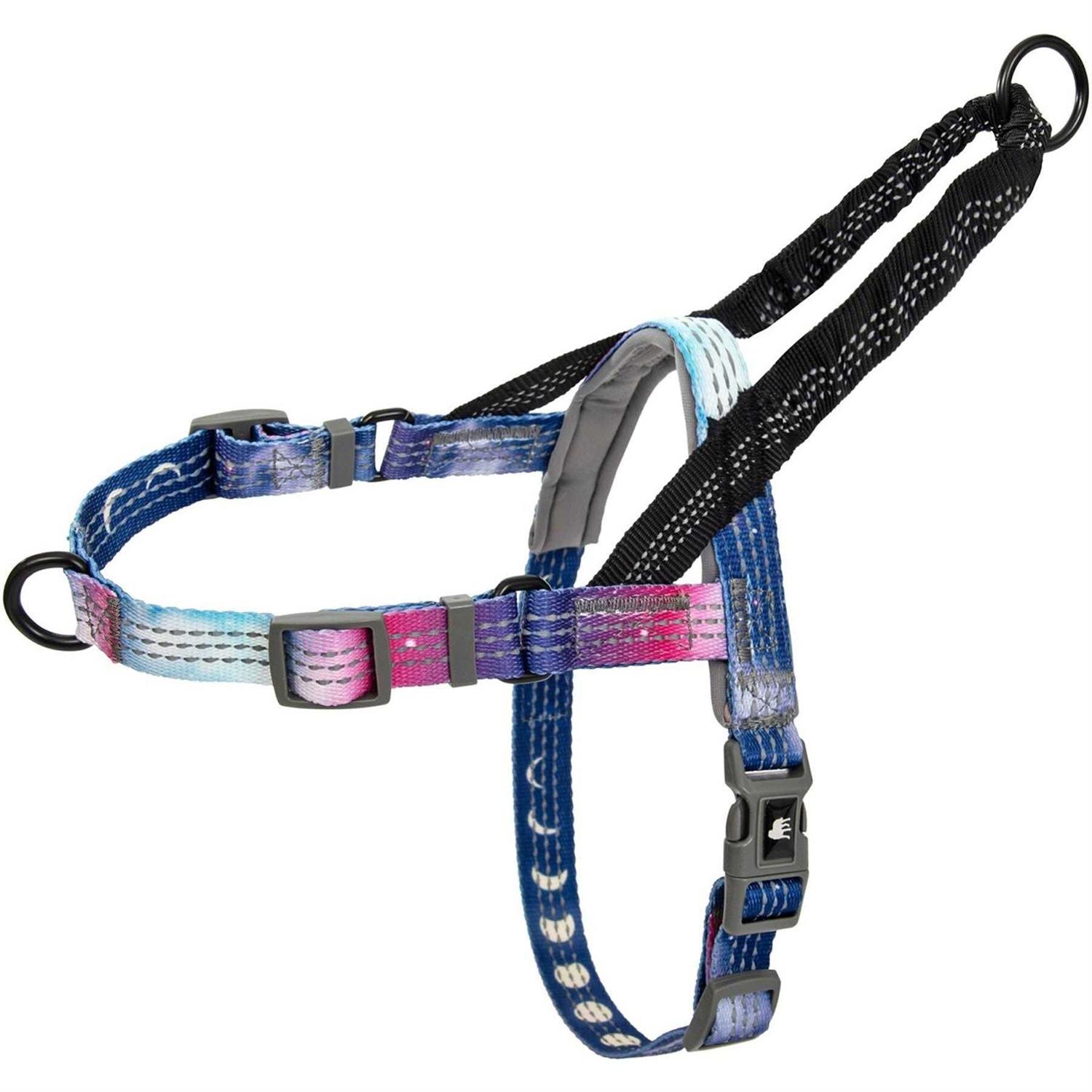 Leashboss Pattern Reflective No Pull Dog Harness with Bungee Handle, Rear and Front Clip Attachment - Healthber