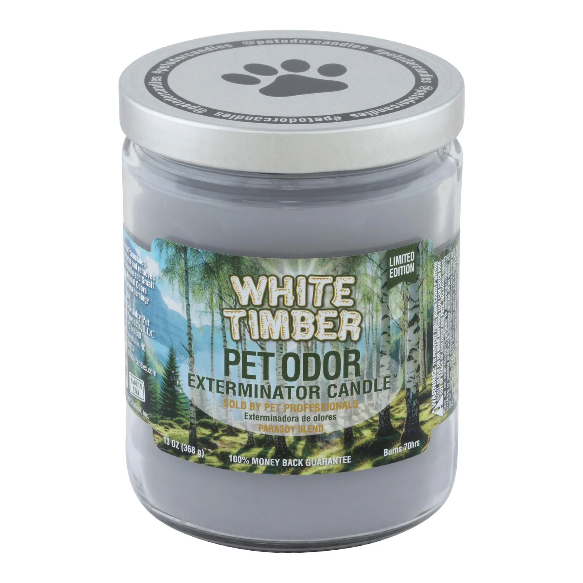 Pet Odor Exterminator Candle, White Timber, 13 oz - Healthber