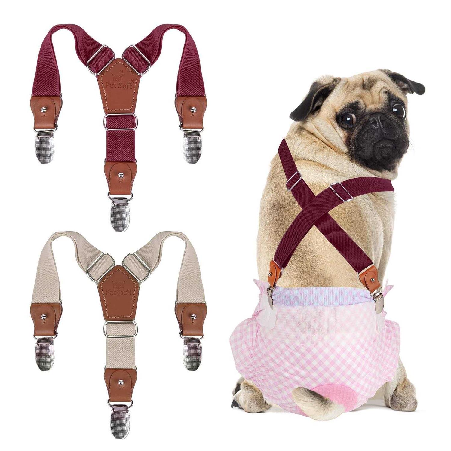 Pet Soft Dog Suspenders 2 Pieces Female Dog Diaper Suspenders for Dogs Diaper Keeper Suspender for Dog Skirt - Healthber