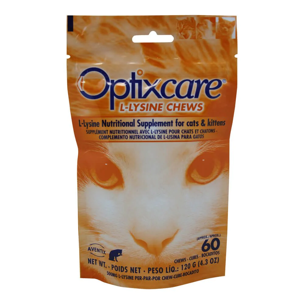 Optixcare L-Lysine Chews for Cats & Kittens, 60 Chews - Healthber