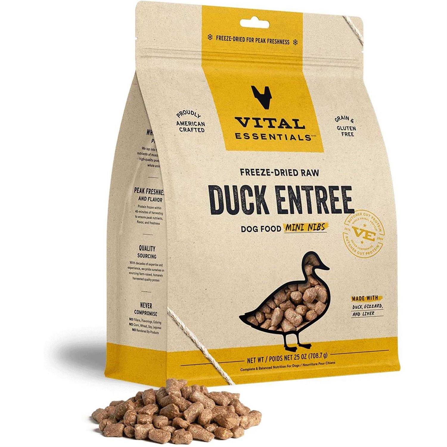Vital Essentials Duck Entree Mini Nibs Freeze-Dried Raw Dog Food - Healthber