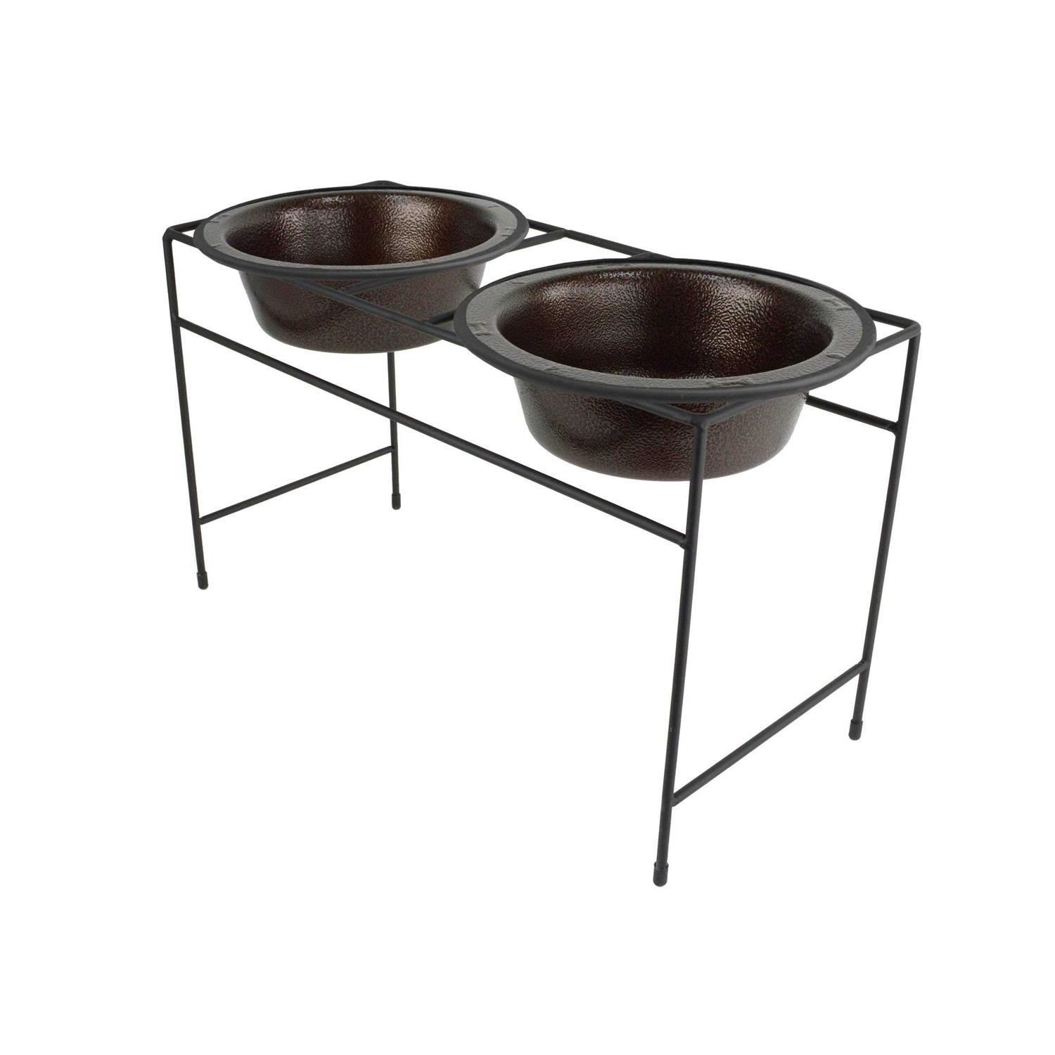 Platinum Pets Double Diner Feeder with Stainless Steel Dog Bowls - Healthber
