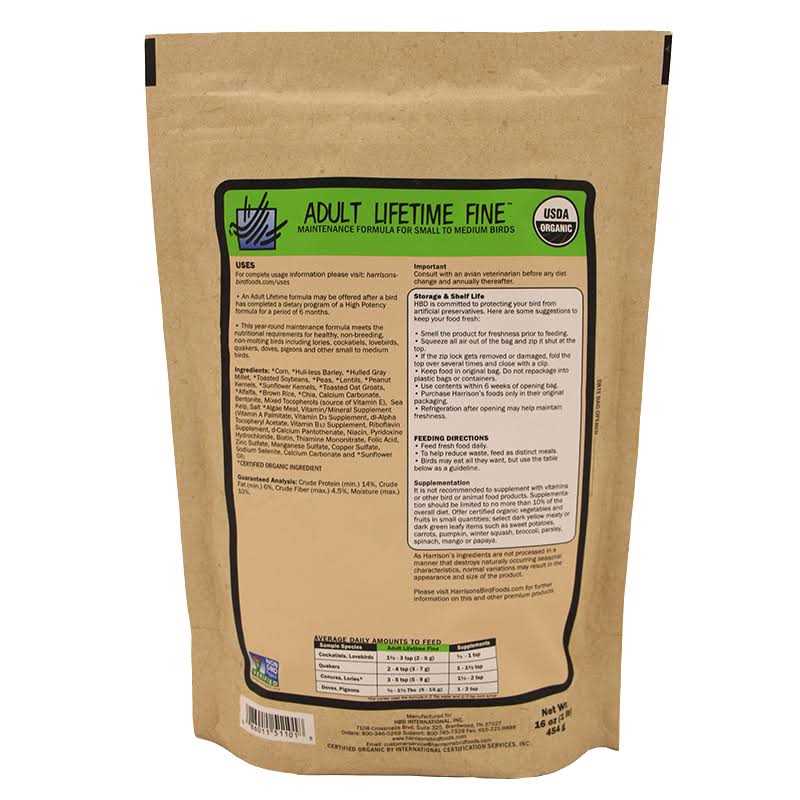 Harrison’s Bird Foods Adult Lifetime Fine - Healthber