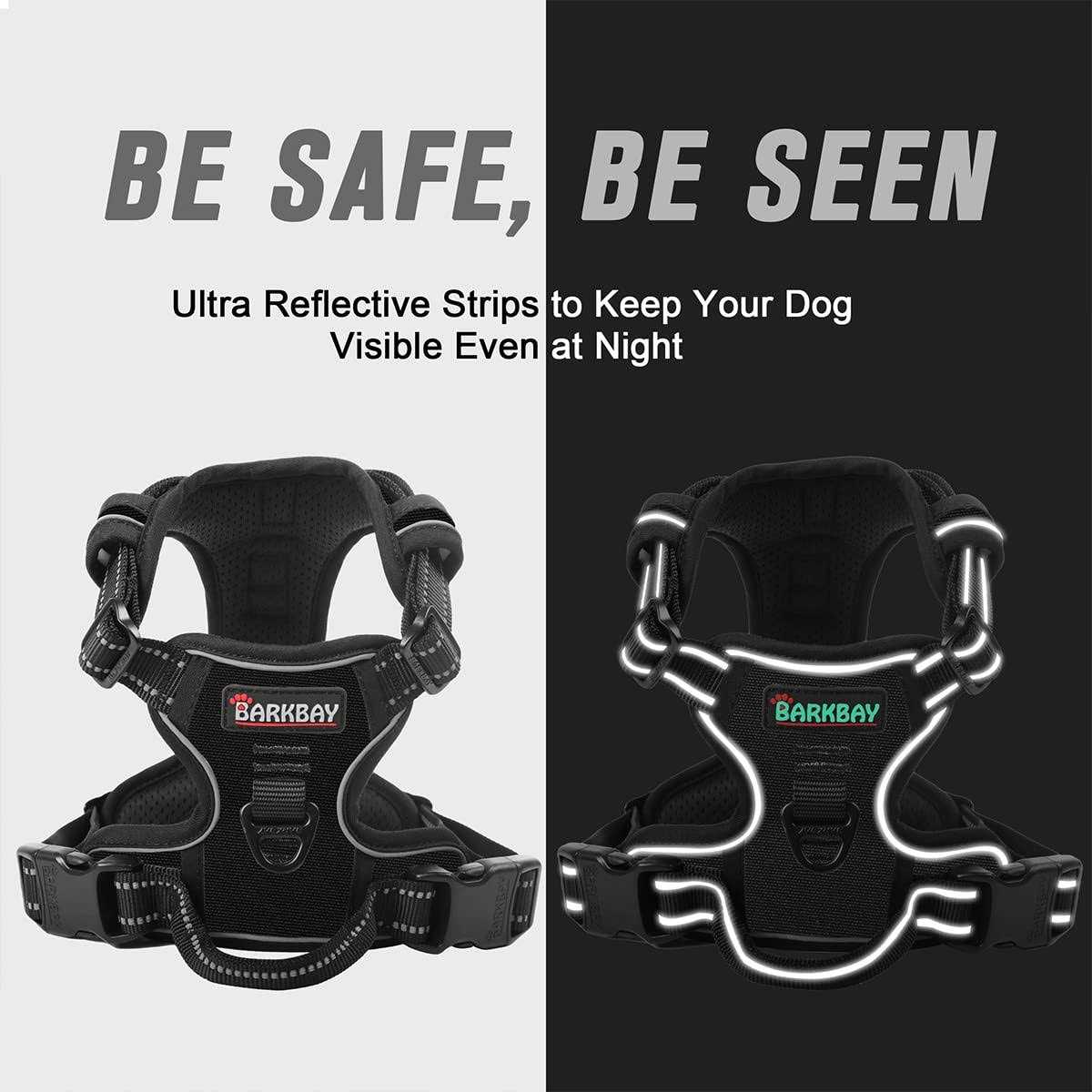 Barkbay No Pull Dog Harness Front Clip Heavy Duty Reflective Easy Control Handle for Large Dog Walking - Healthber