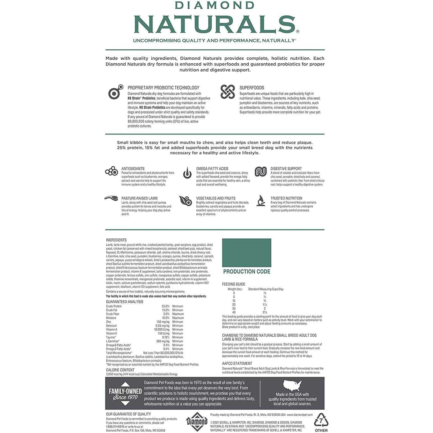 Diamond Naturals Small Breed Adult Lamb & Rice Dry Dog Food - Healthber