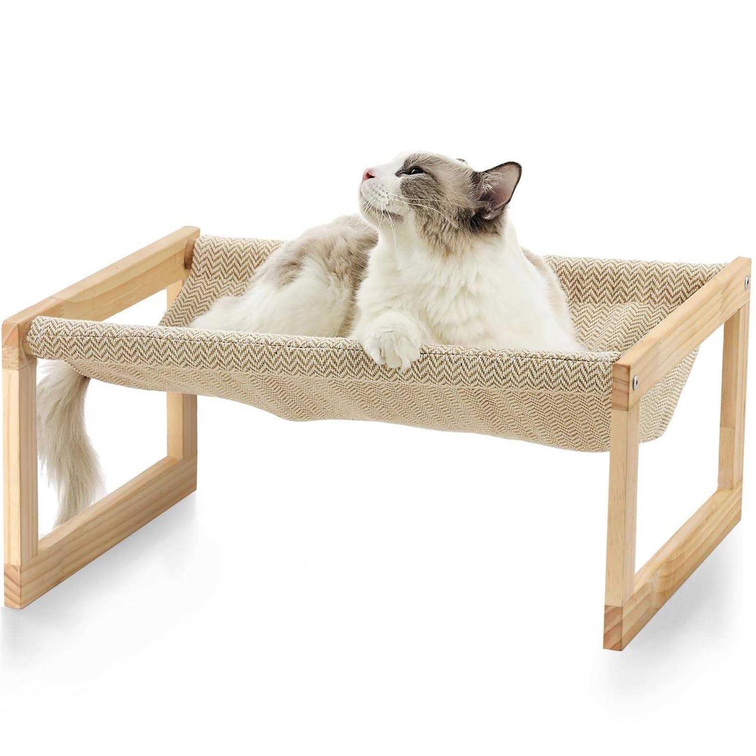 FUKUMARU Dog Bed Large Breathable Cat Bed Wooden Cat Hammock for Outdoor - Healthber