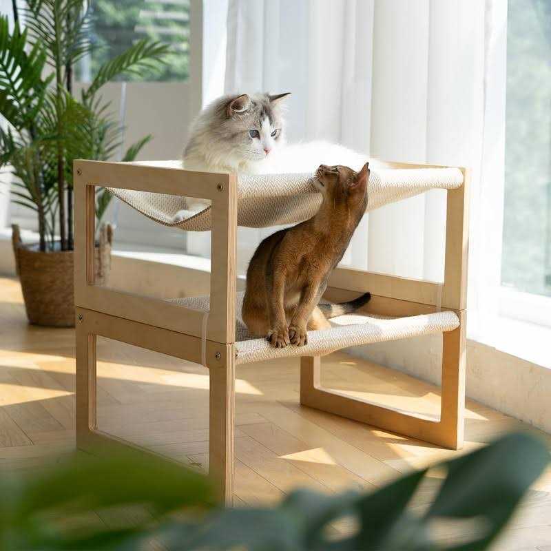 FUKUMARU Dog Bed Large Breathable Cat Bed Wooden Cat Hammock for Outdoor - Healthber