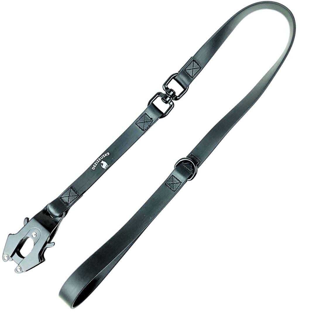 DEZIZEUSK9 Biothane Heavy Duty Dog Leash Tactical Dog Lead Quick Release Locking cable carabiner clasp - Healthber