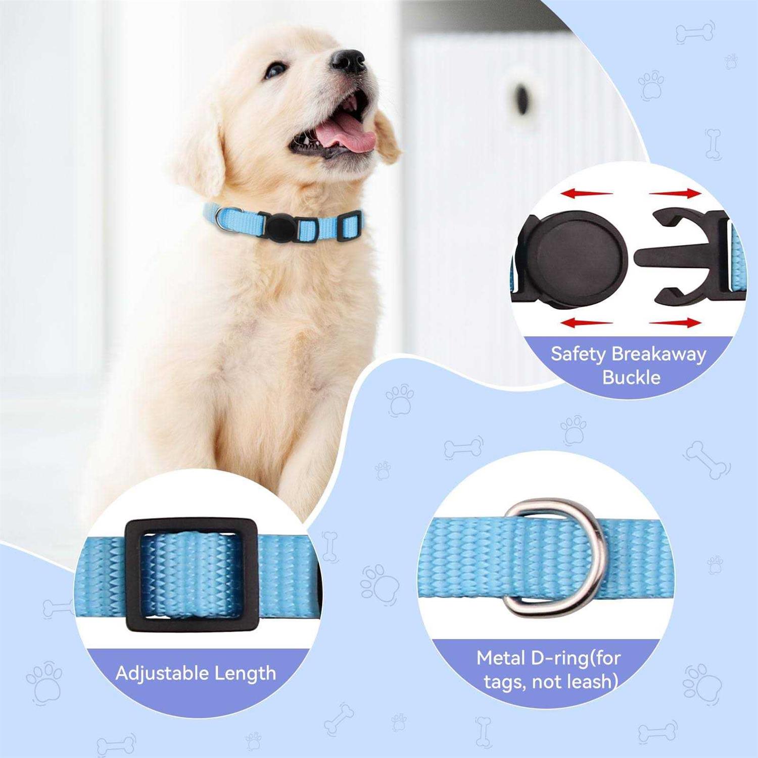 14PCS Puppy ID Collar Identification Soft Nylon Adjustable Breakaway Safety Whelping Litter Collars for Newborn Pets with Record Keeping Charts - Healthber