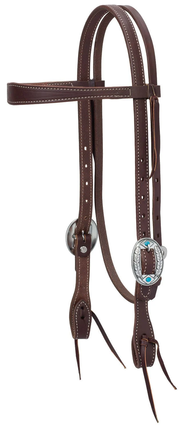 Working Tack Feather Designer Hardware Browband Headstall - Healthber