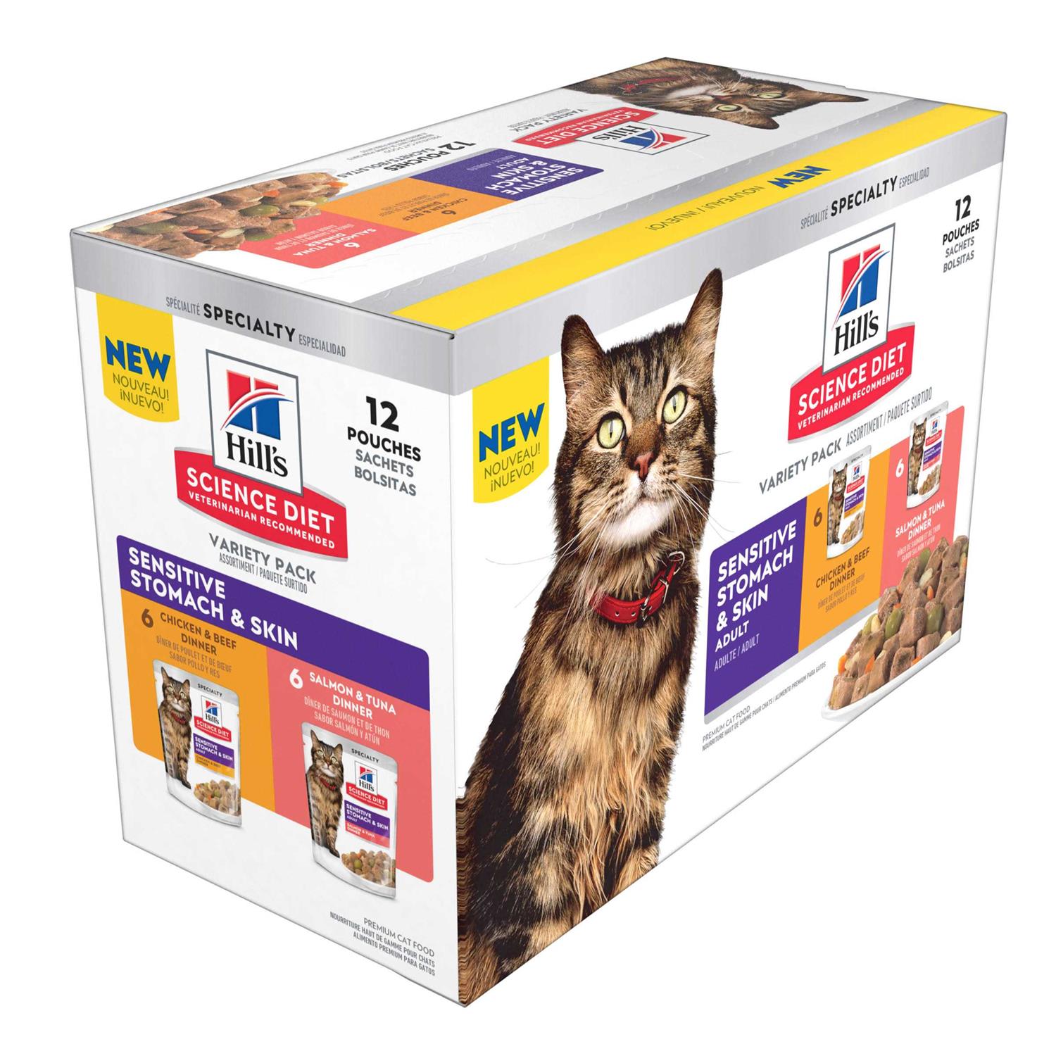 Hill’s Science Diet Adult Sensitive Stomach & Skin Wet Cat Food Pouch Variety Pack - Healthber