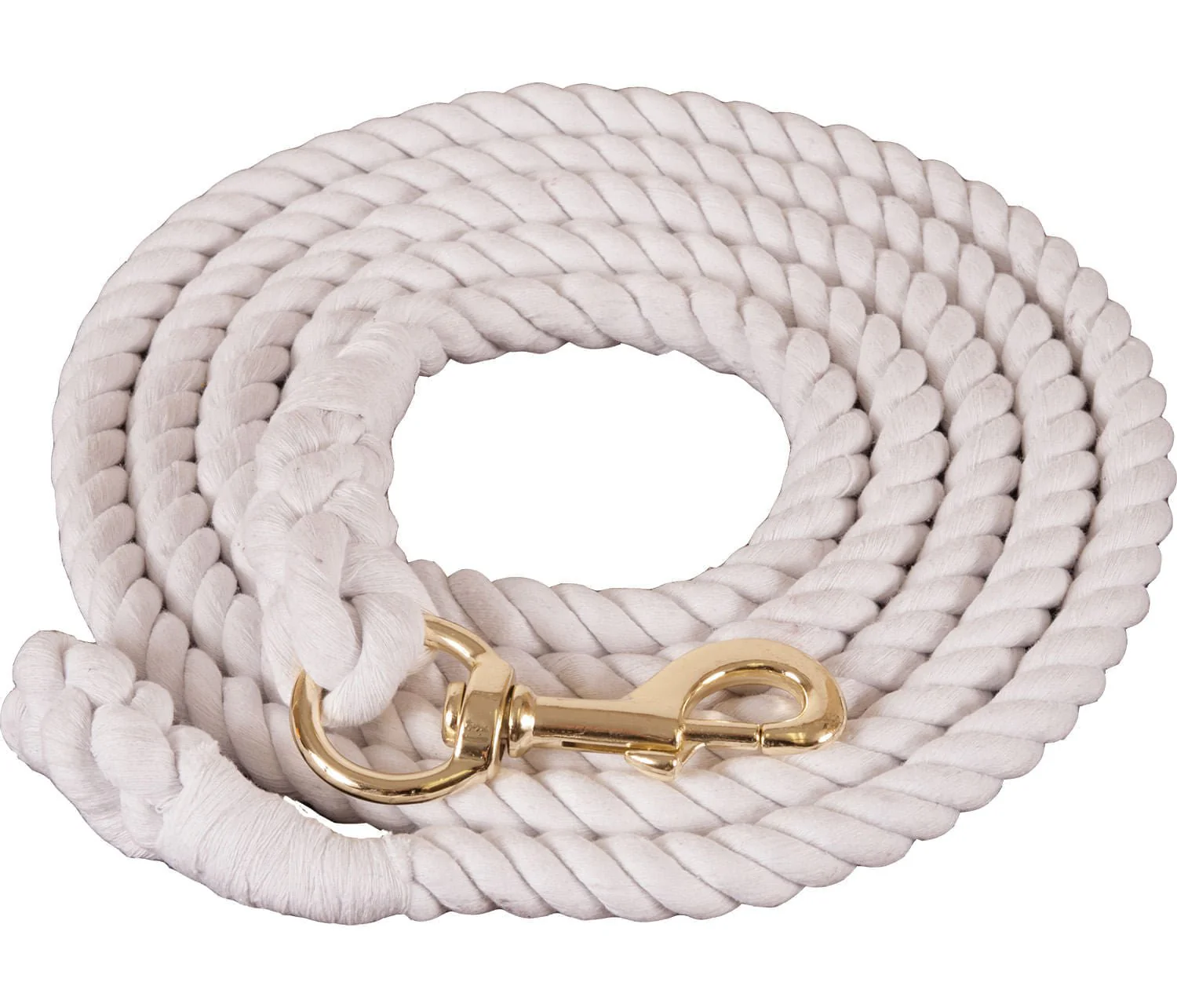 White Cotton Lead Rope w/ brass-plated bolt snap - Healthber