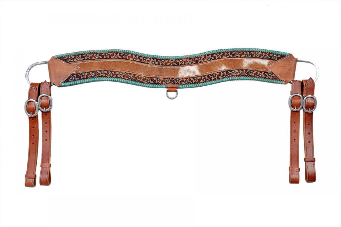 Showman Floral Tooled & Cowhide Tripping Collar - Healthber