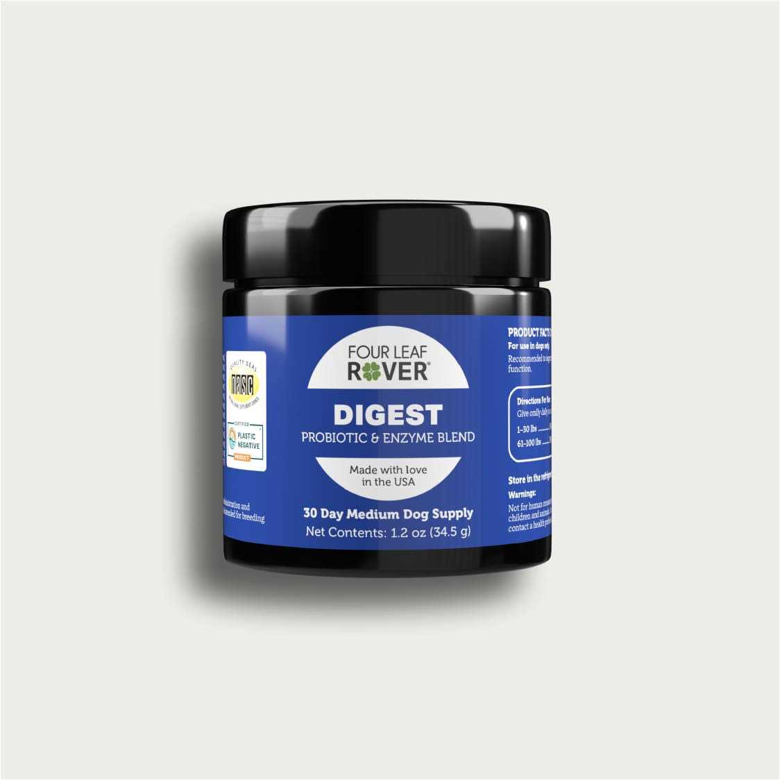 Four Leaf Rover Digest Digestive Enzymes and Probiotics for Dogs - Healthber