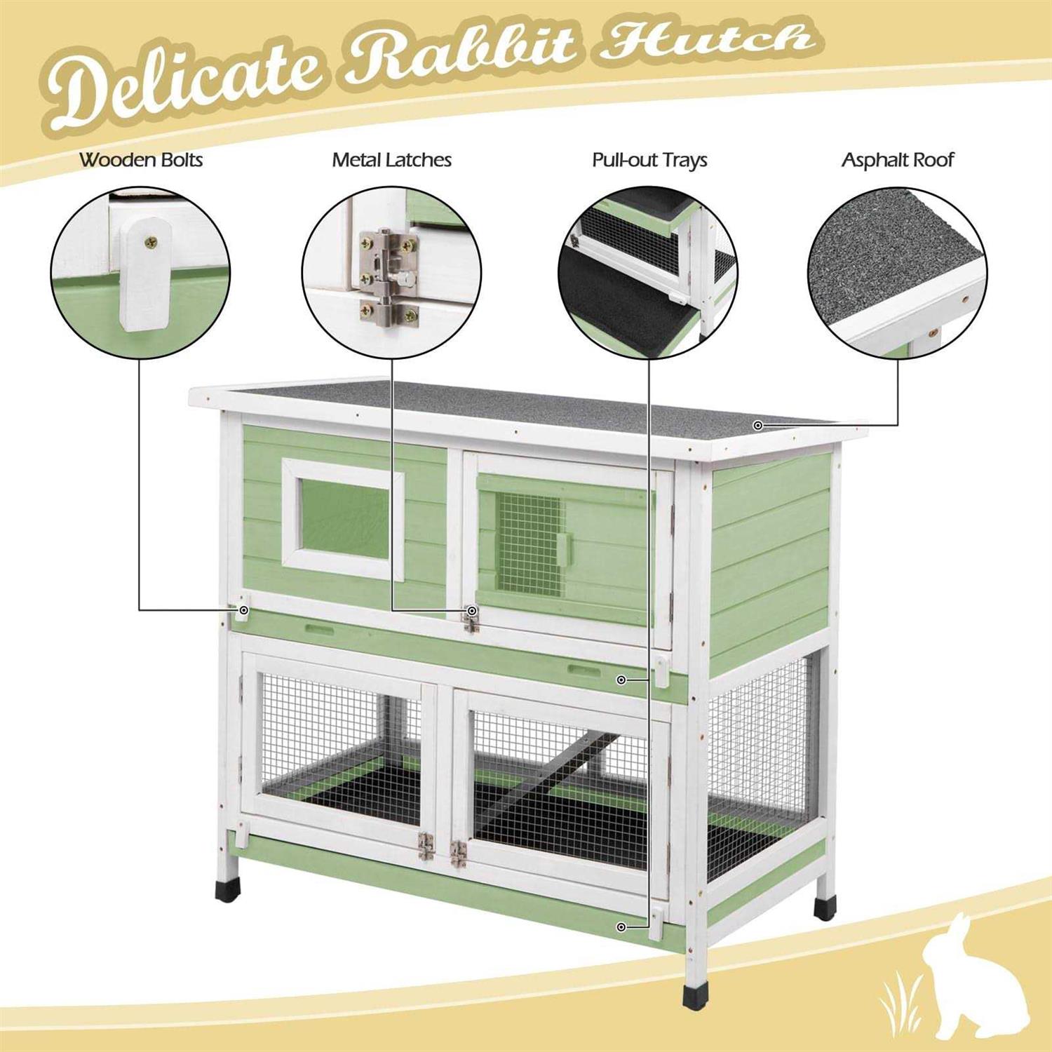 PetsCosset Rabbit Hutch Rabbit Cages Indoor Rabbit Hutch Outdoor Bunny Cage Rabbit Cage On Wheels Two Story Weatherproof Guinea Pig Cage for Small - Healthber