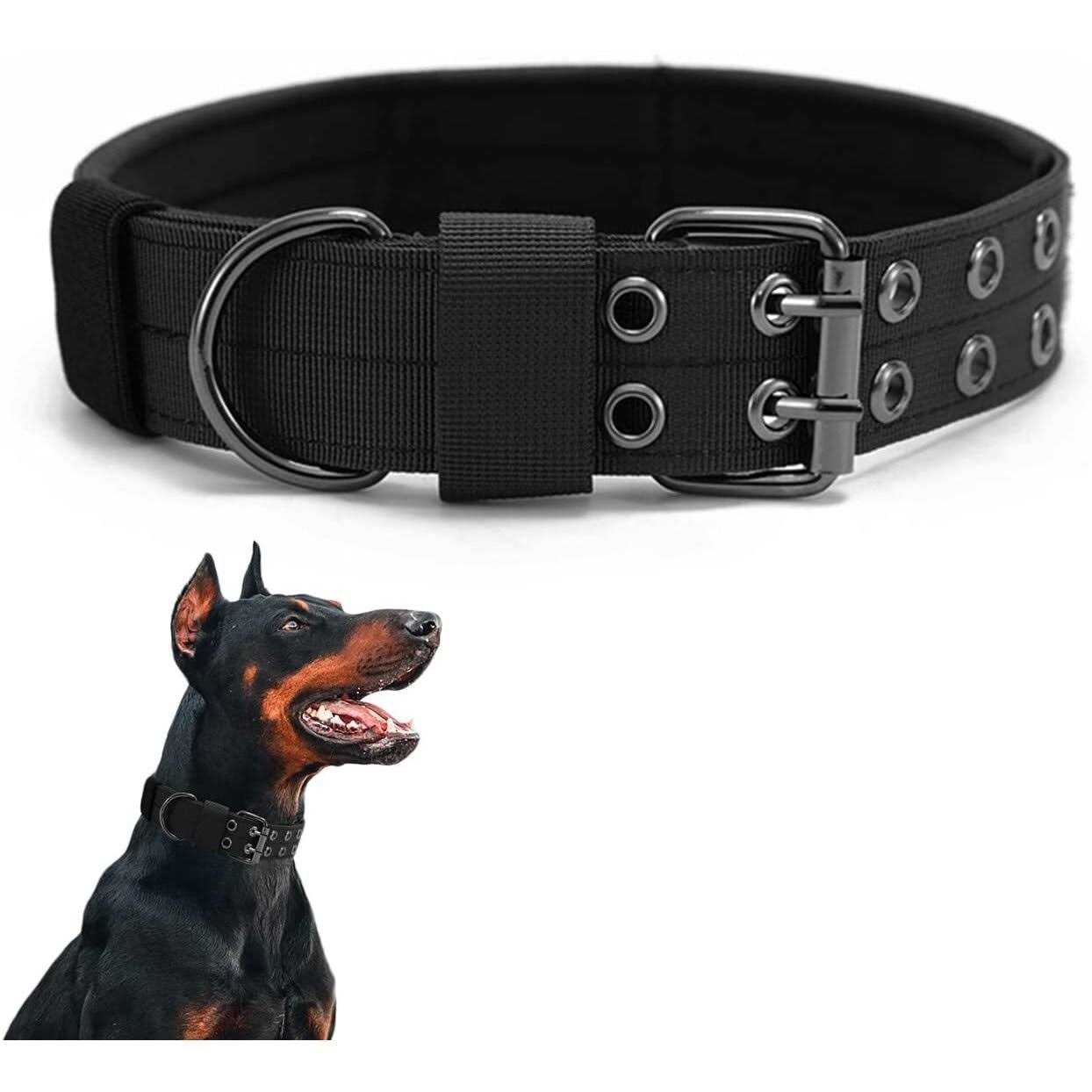 Tactical Dog Collar Military Dog Collar Nylon Adjustable Training Dog Collar Heavy Duty Metal Buckle for Medium Large Dogs - Healthber