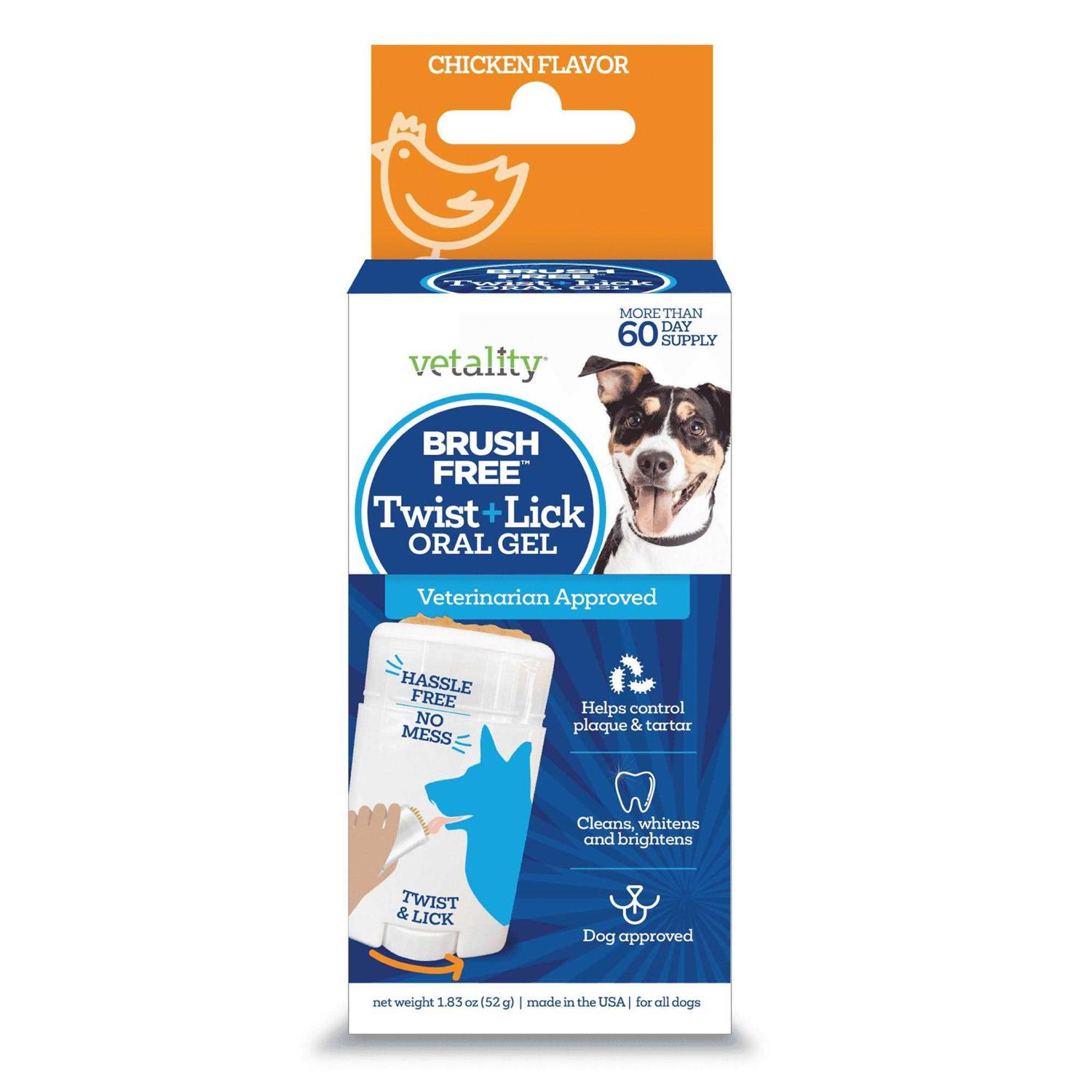 Vetality Brush Free Twist & Lick Oral Gel for Dogs - Healthber