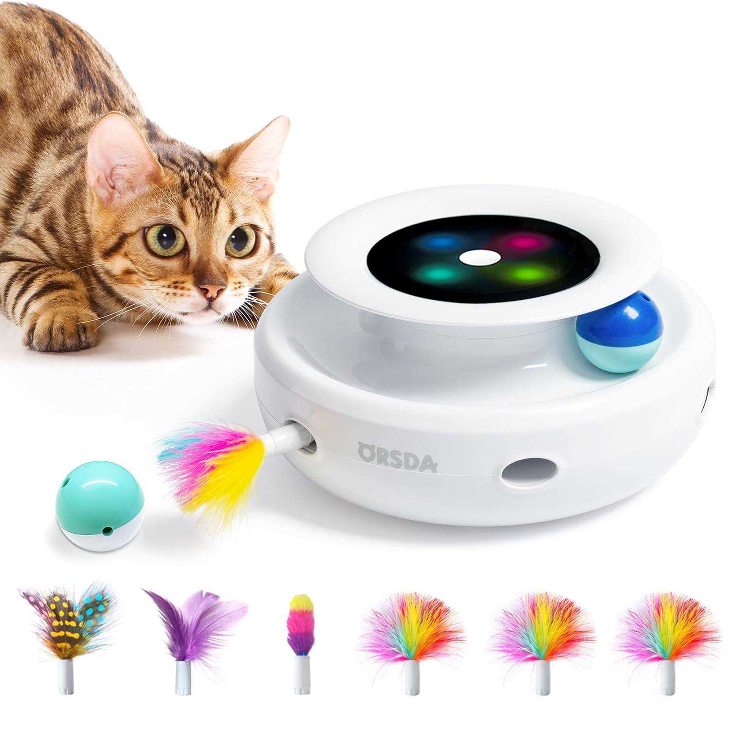 Cat Toys Orsda 2-in-1 Interactive Cat Toys for Indoor Cats Automatic Cat Toy Balls - Healthber