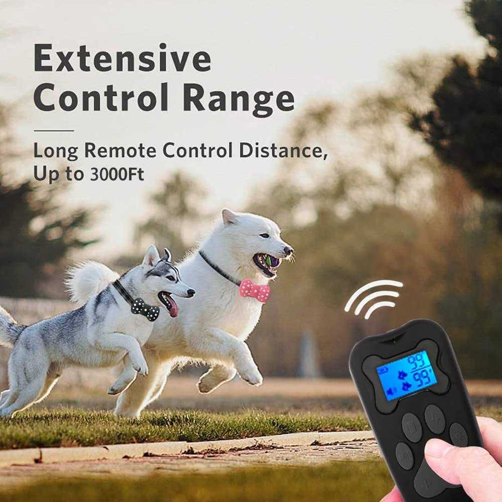 Shock collar for 2 Dogs, Rechargeable Electric Dog Training collar, 3000Ft Remote Range Dog Training collar with Beep Vibration and Shock - Healthber