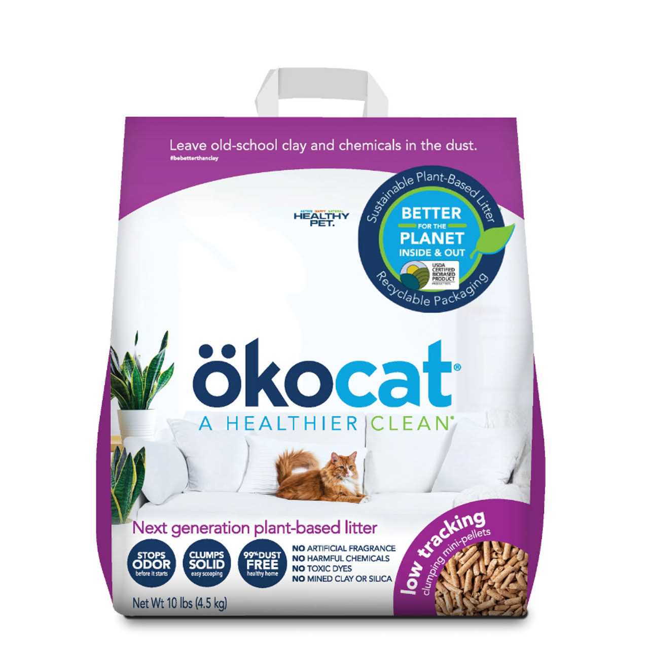 Okocat Low Tracking Clumping Mini Pellets Wood Cat Litter - Healthber