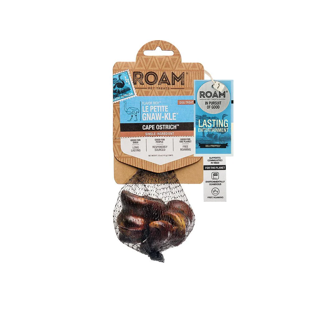 Roam Dog Treats Le Petite Gnaw-kle Ostrich Knuckle Small Dog Chew, 2pk - Healthber