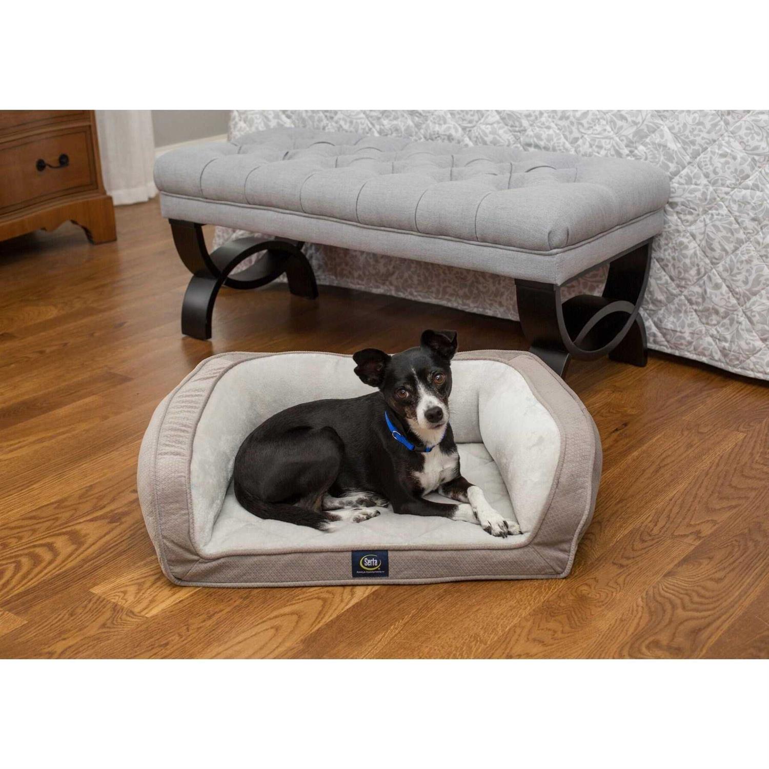 Serta Quilted Orthopedic Bolster Dog Bed w/Removable COVER - Healthber