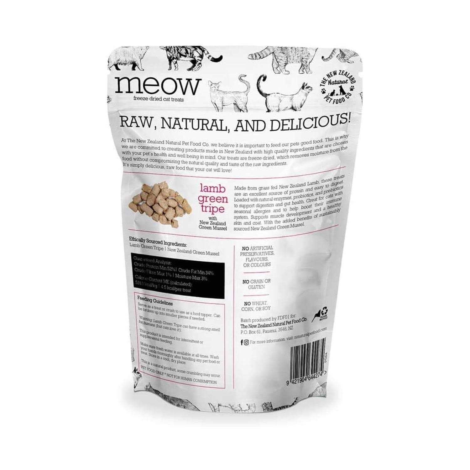 The New Zealand Natural Pet Food Co. Meow Lamb Green Tripe Freeze Dried Cat Treat - Healthber