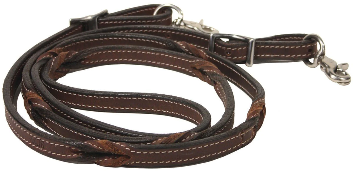 Buffalo Leather Twisted Knot Roping Rein, 7' - Healthber