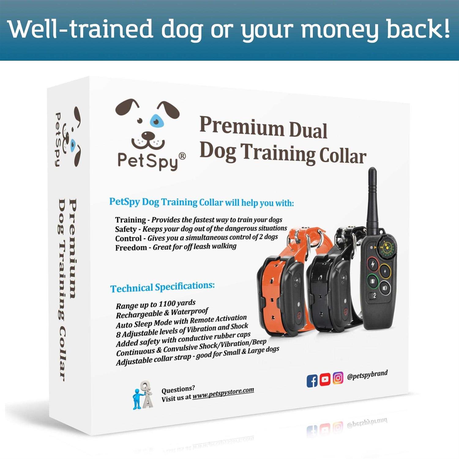 PetSpy Premium Dog Training Shock Collar for Dogs with Vibration Shock and Beep - Healthber