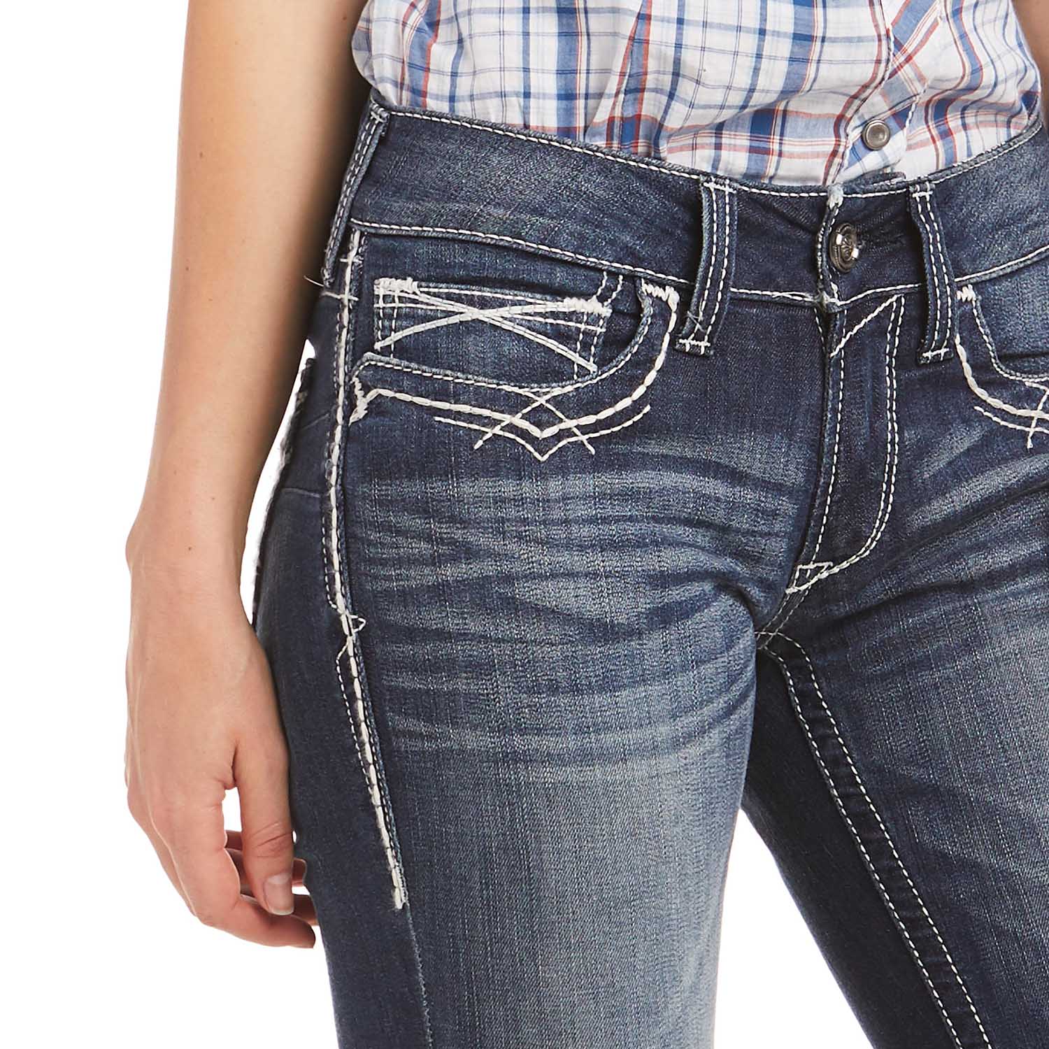 Ariat R.E.A.L. Mid Rise Boot Cut Jeans, Entwined Stitch - Healthber