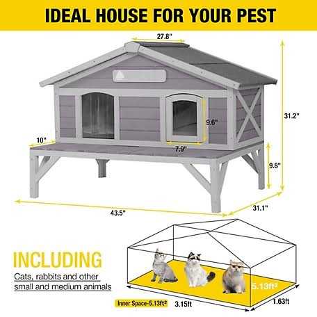 Aivituvin AIR92 Premium Wooden Cat House for Feral Cats - Healthber