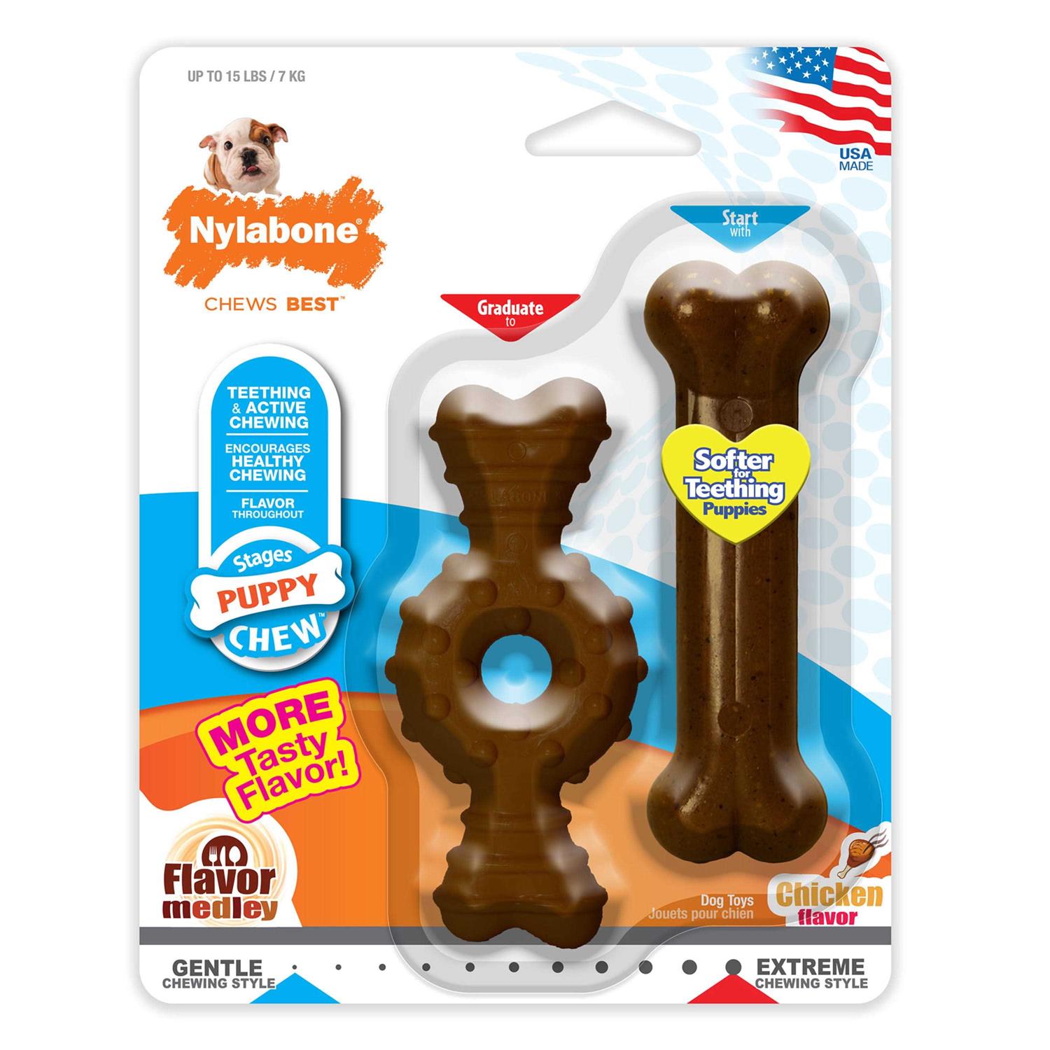 Nylabone Puppy Chew Ring Bone Chicken Flavor Petite - Healthber