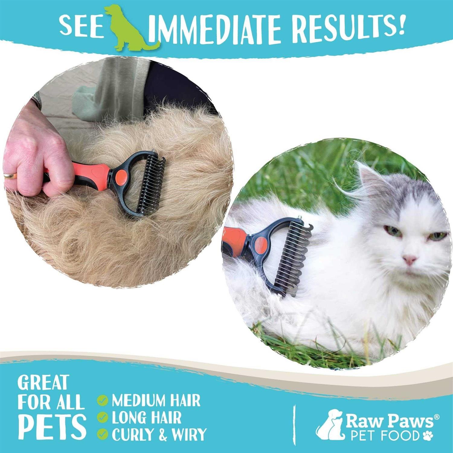 Raw Paws Undercoat Rake & Dematting Tool 1 ct 2-Side Undercoat Rake for Dogs & Cats - Healthber