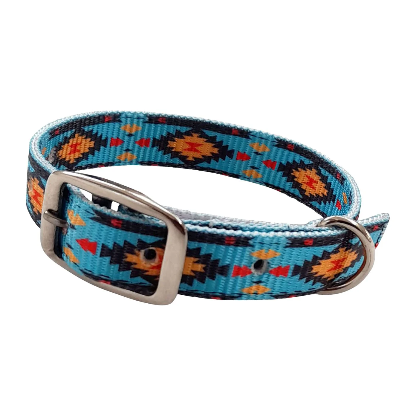 Showman Couture Southwest Nylon Dog Collar, Teal Southwest - Healthber