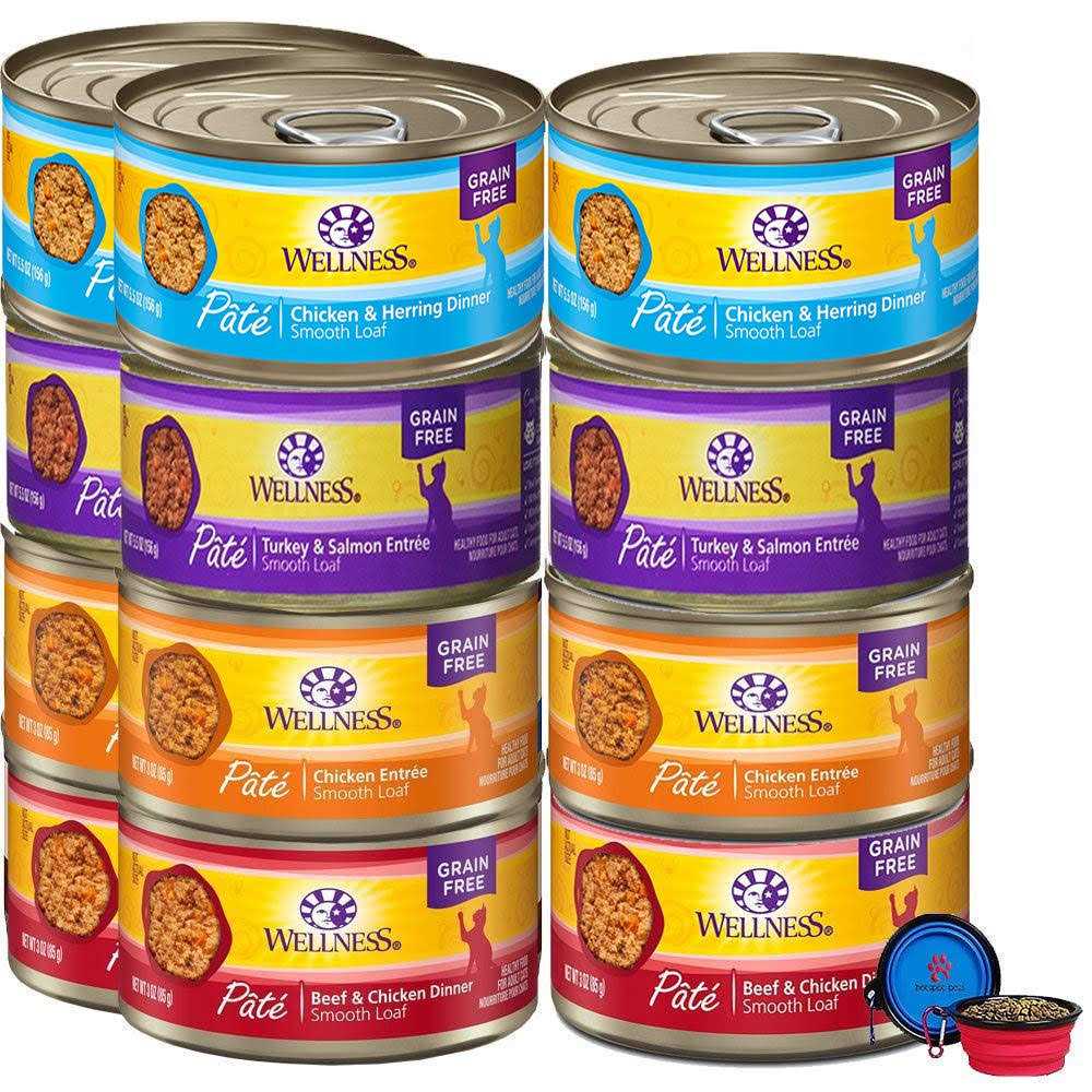 Wellness Natural Premium Canned Cat Wet Food Pate 12 Pack Cans Variety Bundle Pack 4 Flavor - Healthber