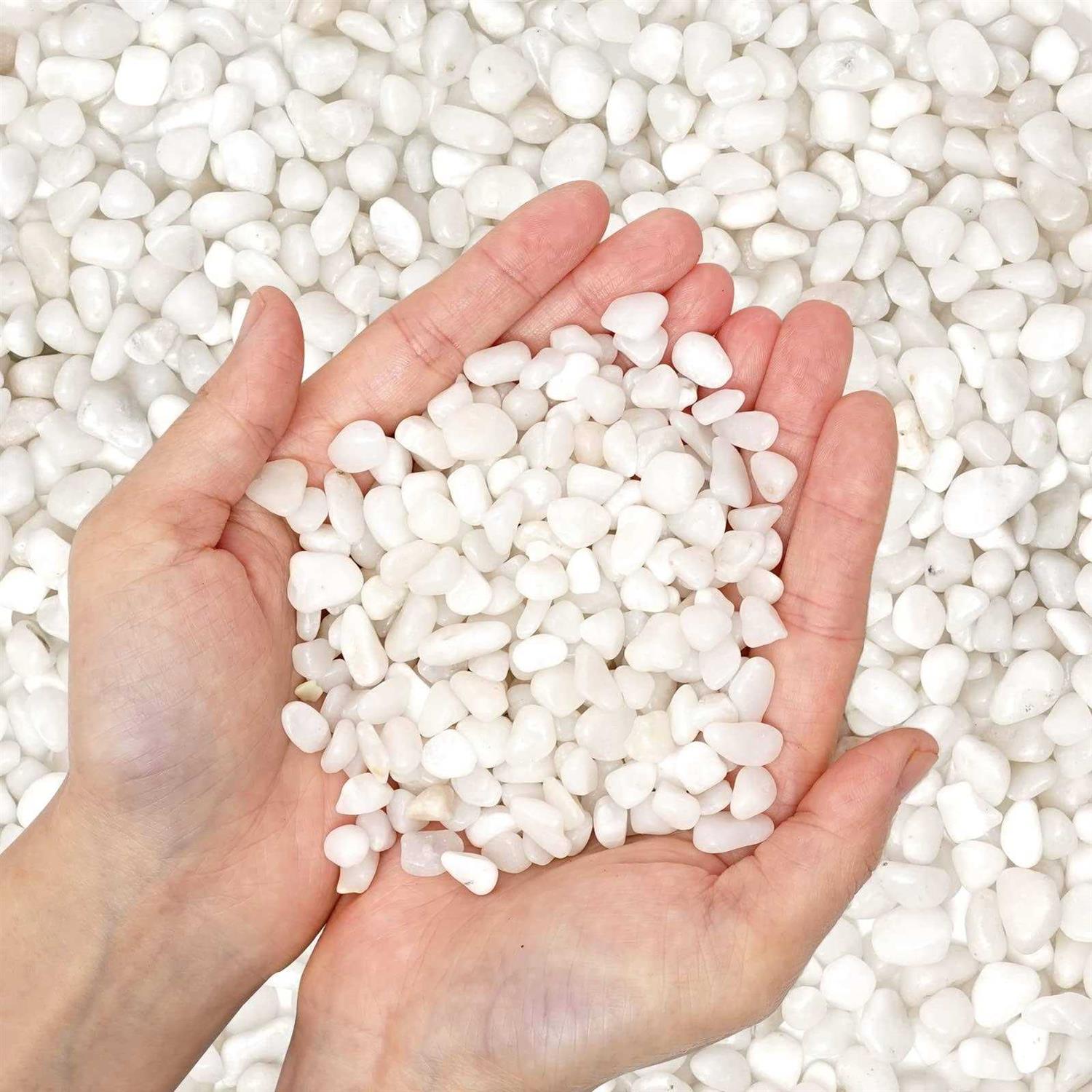 OUPENG Natural Polished Decorative White Pebbles Small Stones 3/8 Gravel Size,River Rocks Pebbles for Plants - Healthber