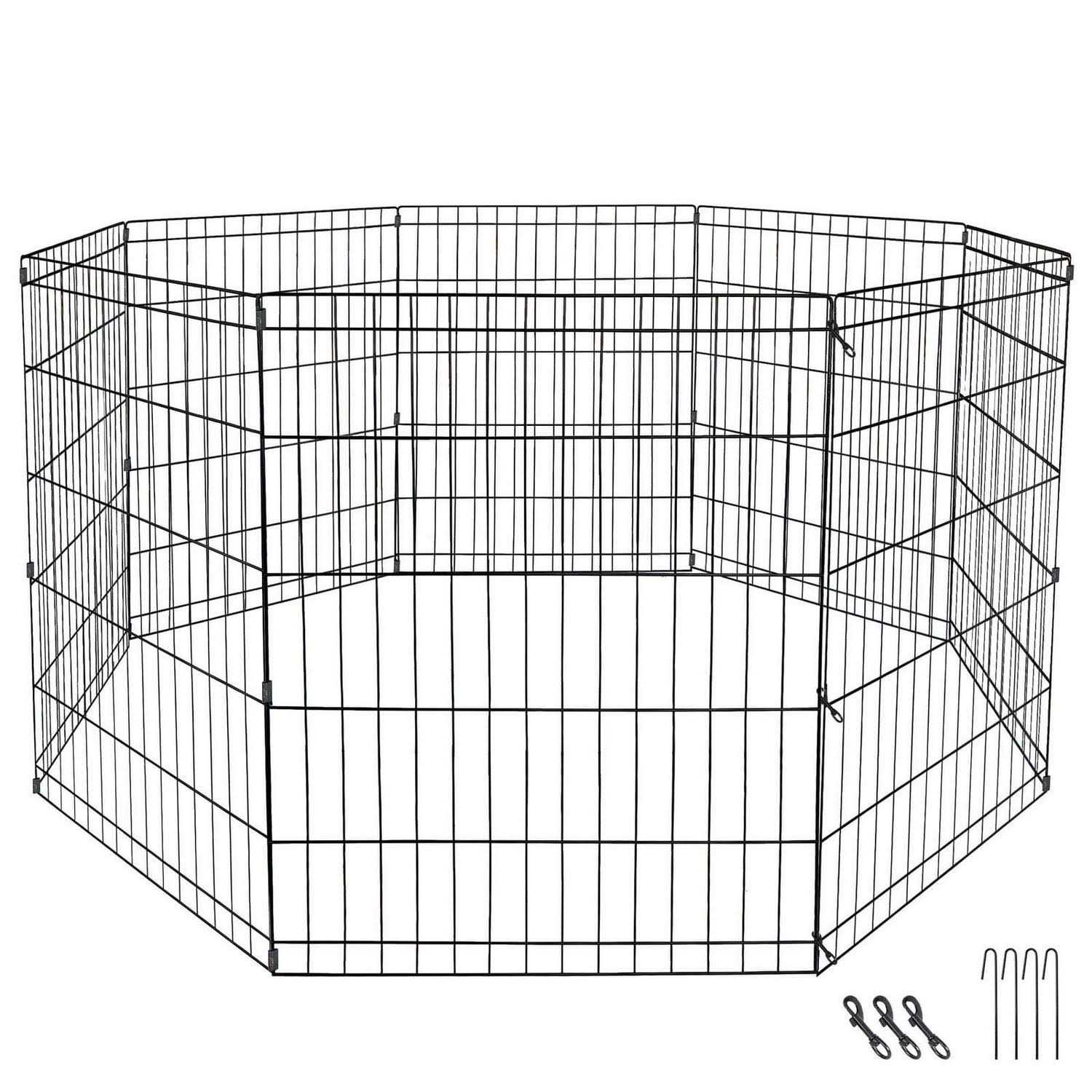 ZENSTYLE Foldable Dog Playpen Large Crate Fence 30 8 Panels Pet Exercise Cage - Healthber