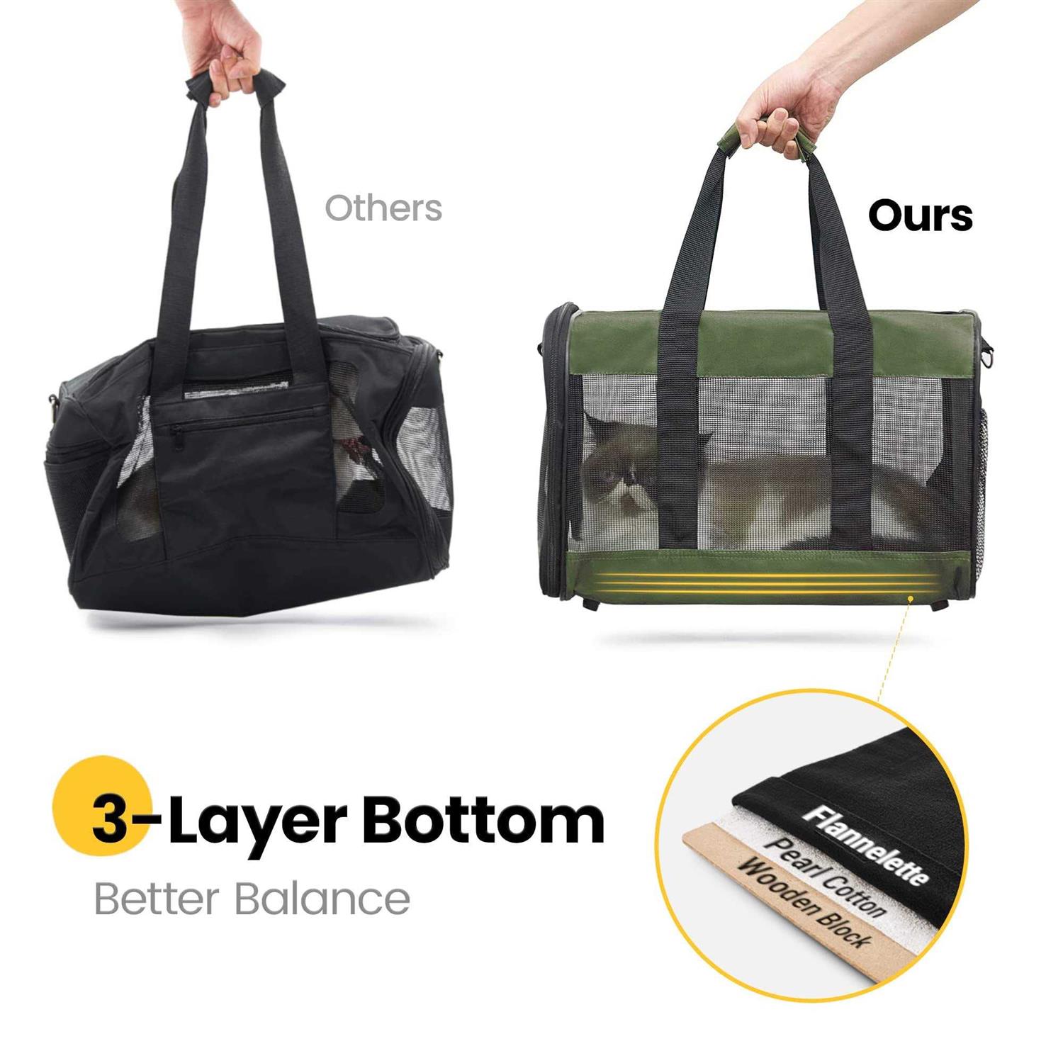Conlun Cat Carrier Airline Approved Soft-Sided Dog Carrier with Inner Safety Leash - Healthber