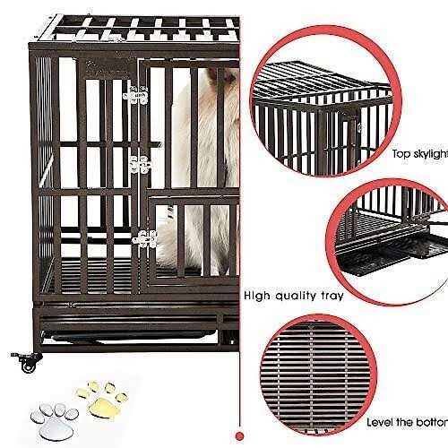 SMONTER Heavy Duty Strong Metal I Shape Dog Crate - Healthber