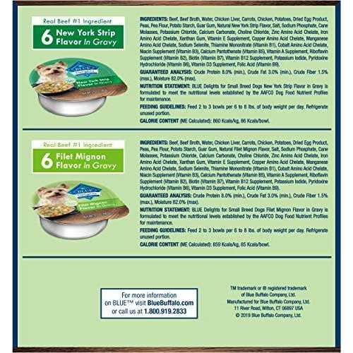 Blue Buffalo Delights Small Breed Wet Dog Food Filet Mignon & NY Strip Flavor Variety Pack - Healthber