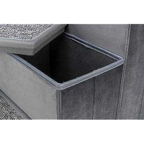 TRIXIE Velour Foldable 3-Step Pet Stairs with Storage - Healthber