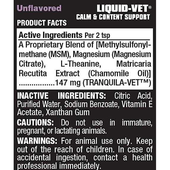 Liquid-Vet Feline Calm & Content Support Allergy-Friendly Unflavored Formula for Cats - Healthber