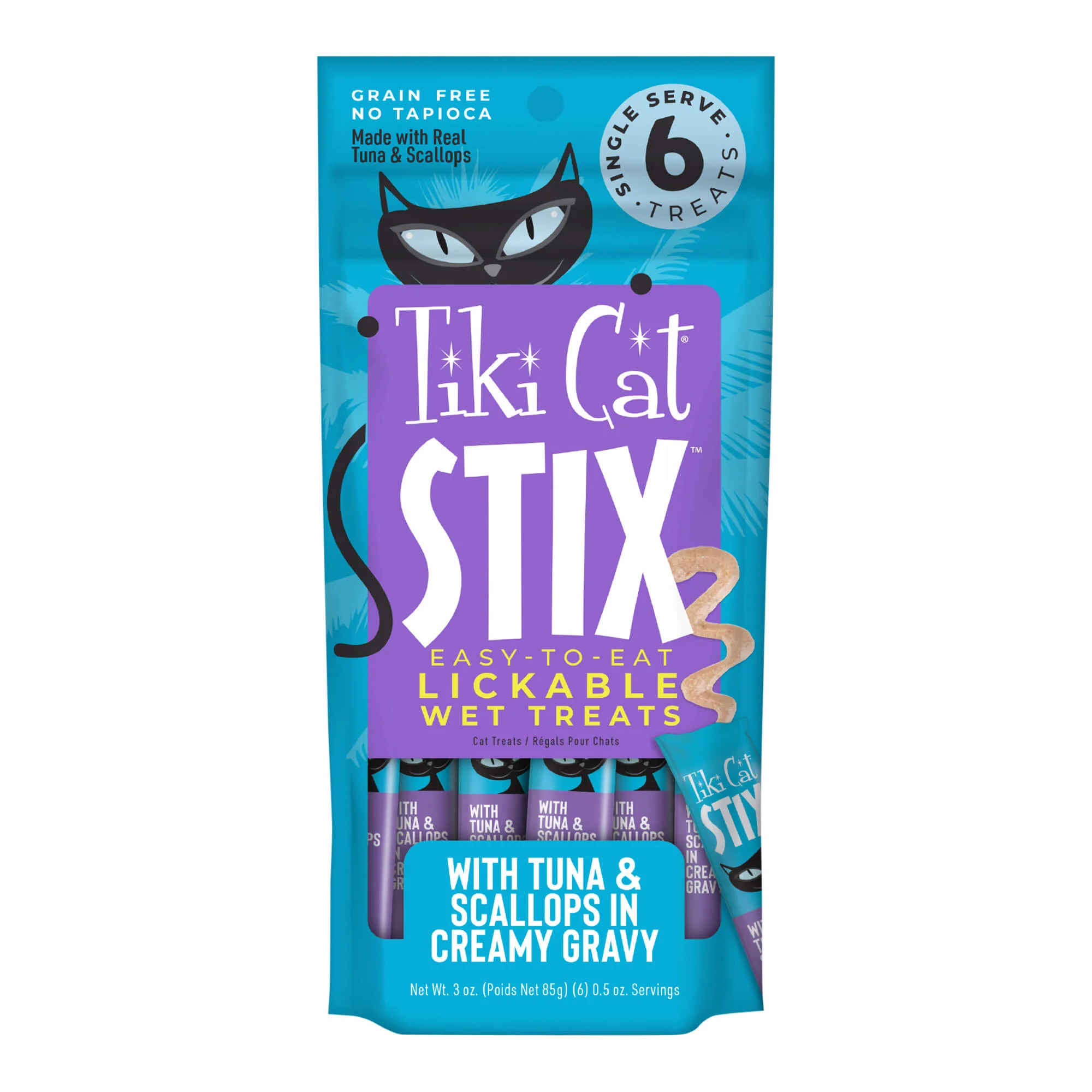 Tiki Cat Stix Wet Cat Treats, Tuna & Scallops, Case of 12 (6 ct) - Healthber