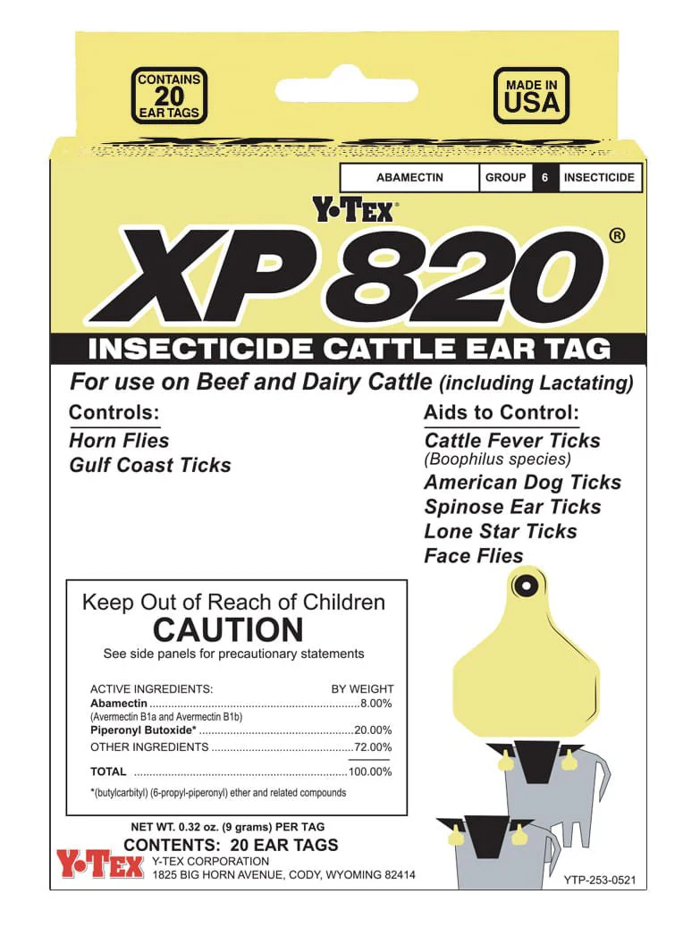 XP 820 Insecticide Cattle Ear Tags, 20 pack - Healthber