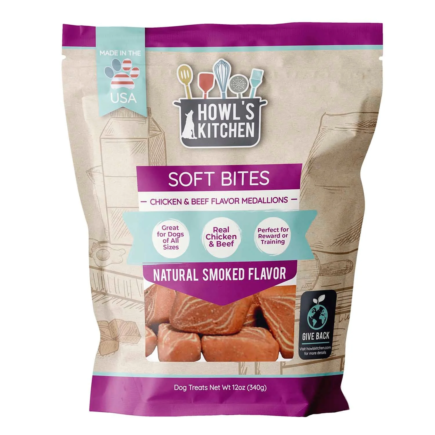 Howl's Kitchen Chicken and Beef Flavor Meaty Medallions, 12 oz - Healthber