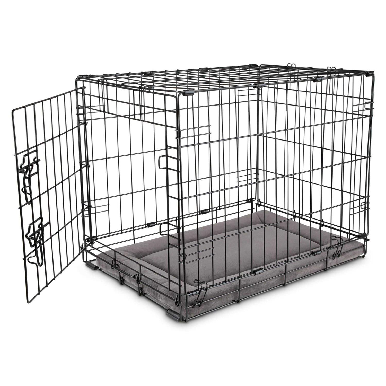 EveryYay Essentials Happy Place Dark Grey Velvet Dog Crate Mat and Pet Bed - Healthber