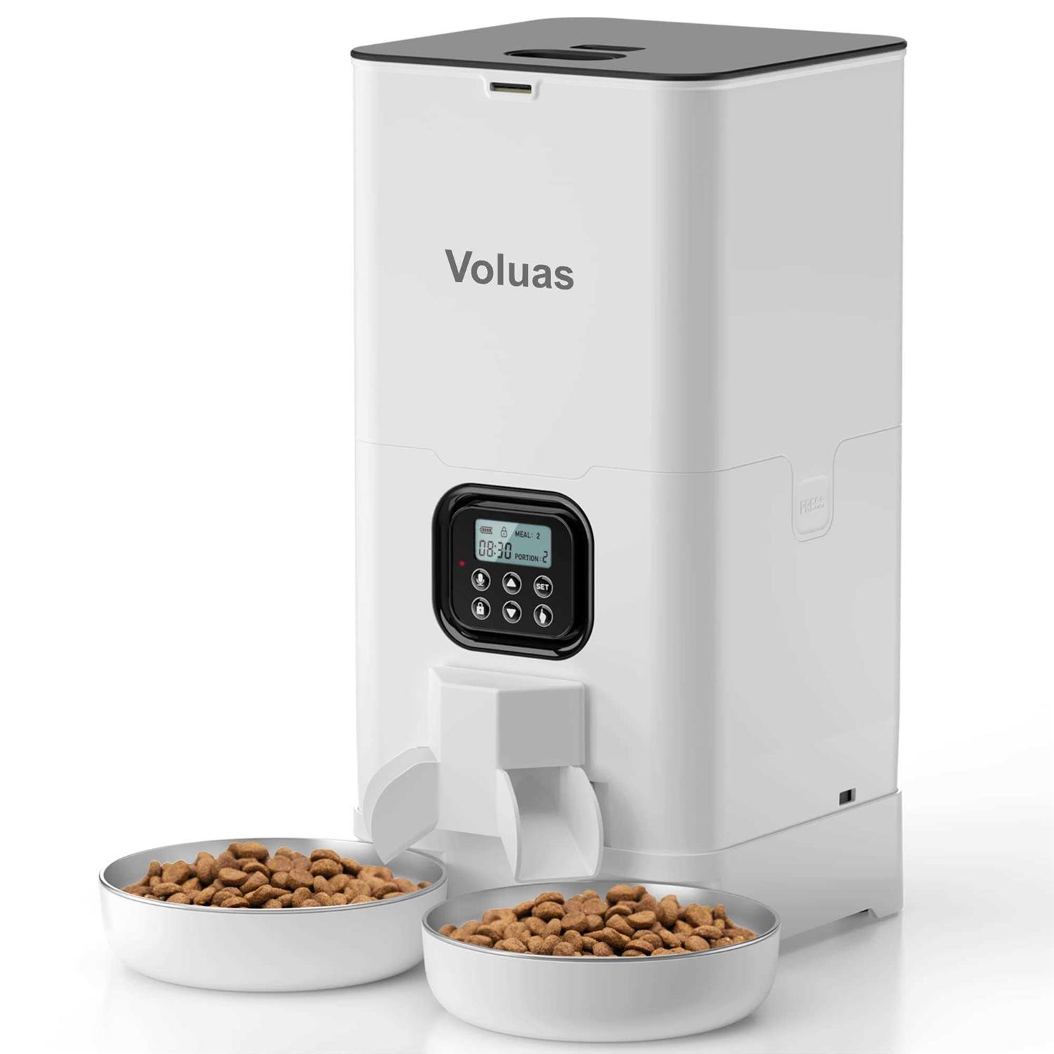 Voluas Automatic Cat Feeders for Two Cats Double Pet Feeder with 2 Stainless Steel Bowls - Healthber