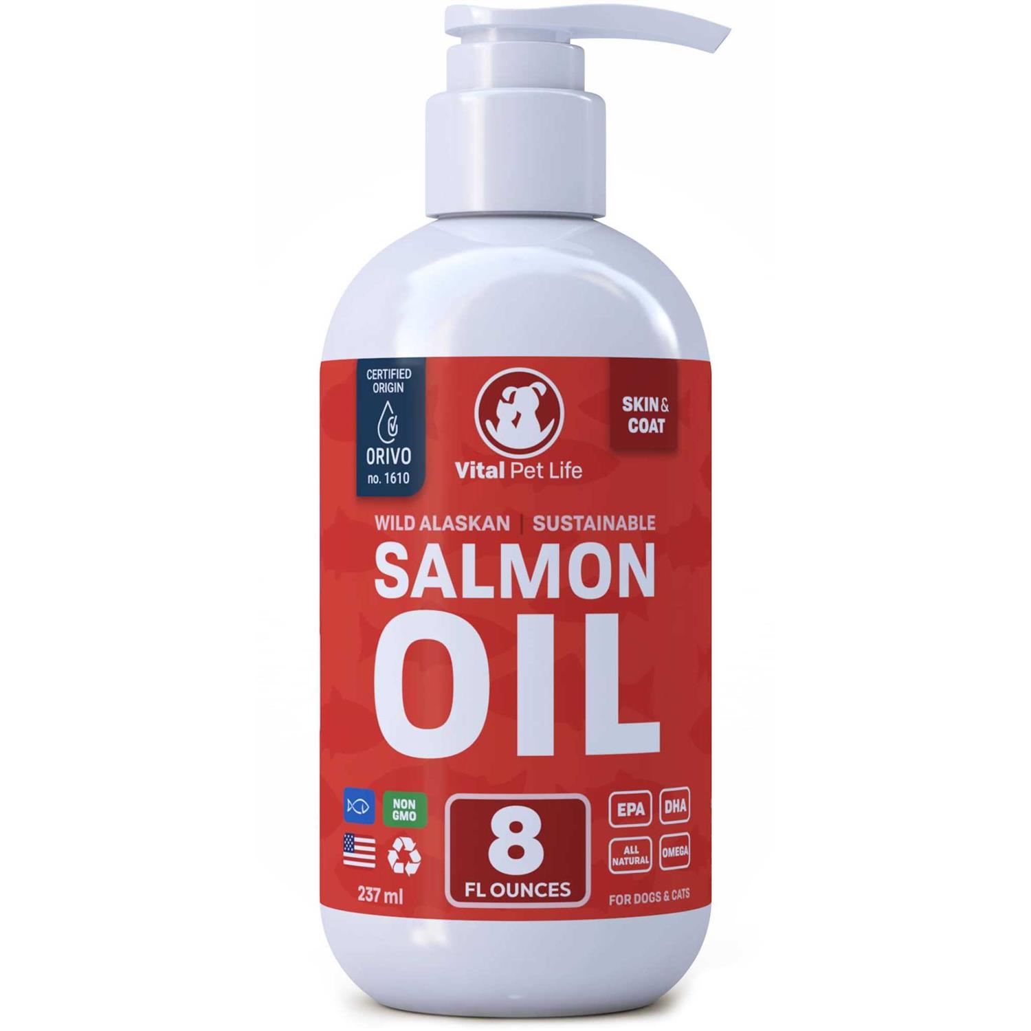 Vital Pet Life Salmon Oil for Dogs & Cats Healthy Skin & Coat Fish Oil - Healthber
