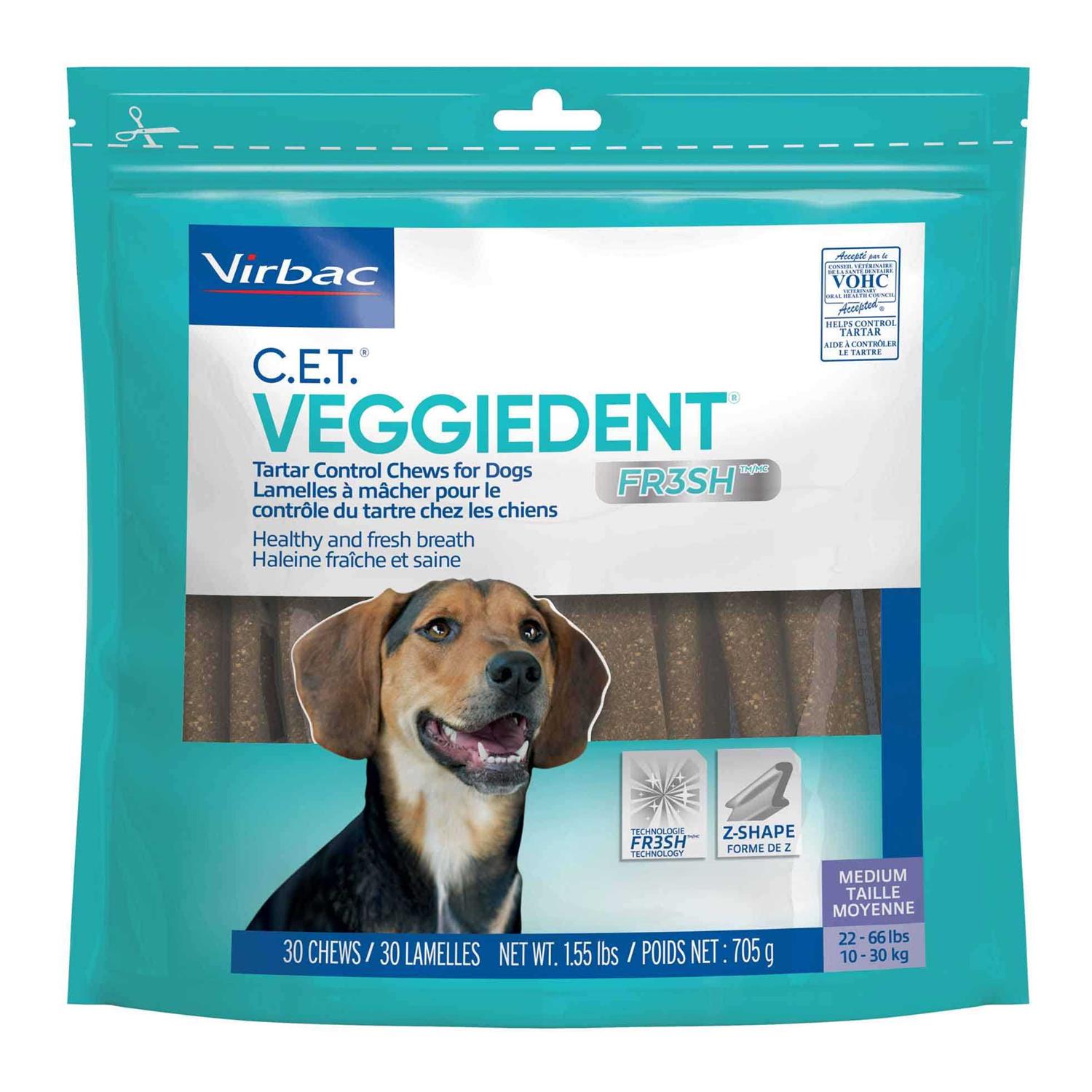 Virbac C.E.T. VeggieDent FR3SH Tartar Control Chews for Dogs - Healthber