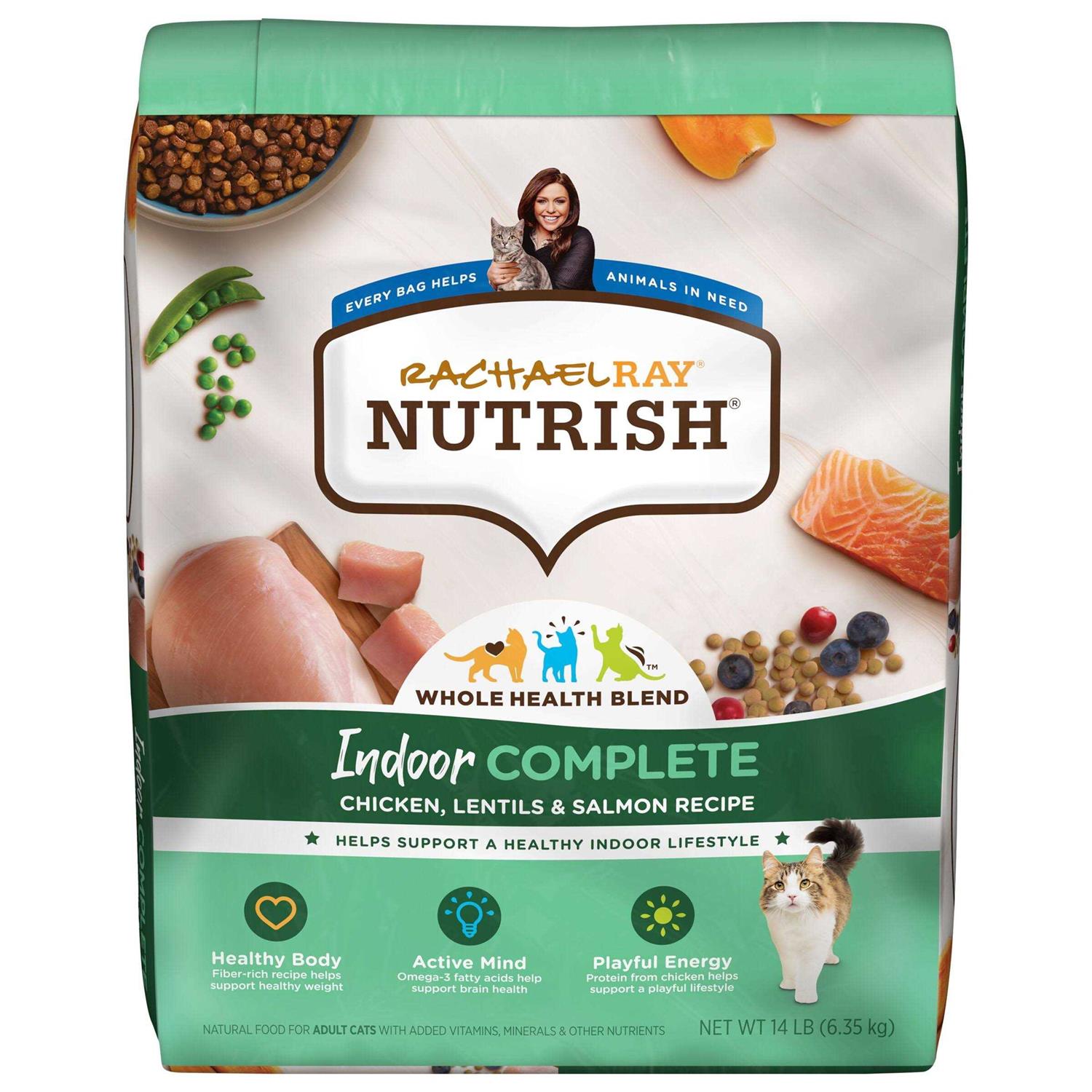 Rachael Ray Nutrish Indoor Complete Chicken with Lentils & Salmon Dry Cat Food - Healthber